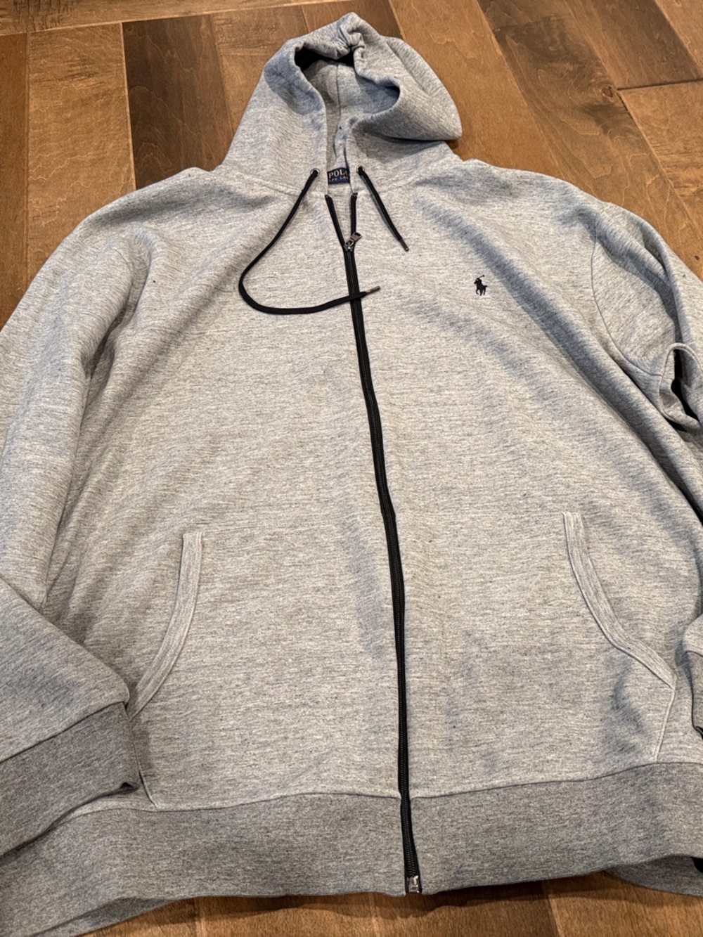Polo by Ralph Lauren Light Gray Zip-Up Hoodie with Black Trim